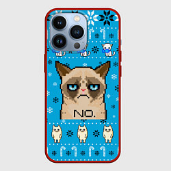 Чехол для iPhone 13 Pro Grumpy КОТ МЕМ НОВОГОДНИЙ, цвет: 3D-красный