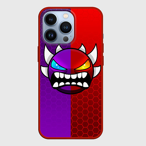 Чехол iPhone 13 Pro Geometry Dash: Violet x Red / 3D-Красный – фото 1