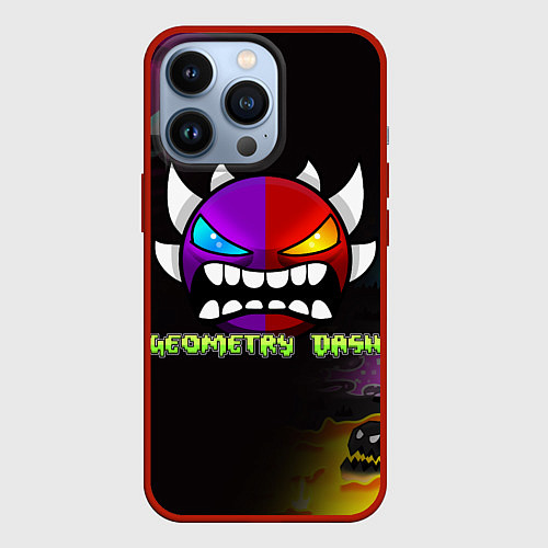 Чехол iPhone 13 Pro Geometry Dash: Demon Art / 3D-Красный – фото 1