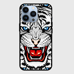 Чехол для iPhone 13 Pro БЕЛЫЙ ТИГР СИМВОЛ НОВОГО ГОДА 2022 WHITE TIGER, цвет: 3D-черный