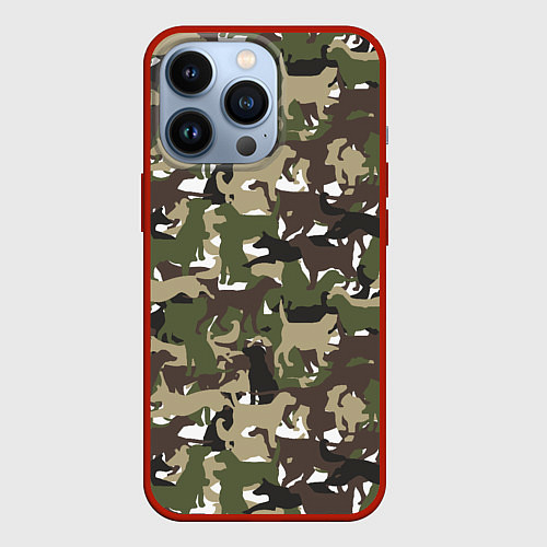 Чехол iPhone 13 Pro Камуфляж из Собак Camouflage / 3D-Красный – фото 1