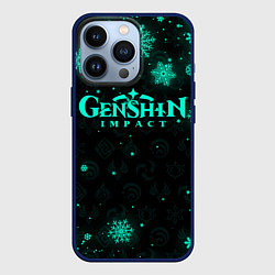 Чехол для iPhone 13 Pro НЕОНОВЫЙ НОВОГОДНИЙ ГЕНШИН ИМПАКТ, цвет: 3D-тёмно-синий