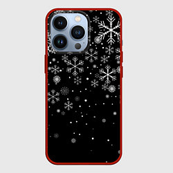 Чехол для iPhone 13 Pro Снежинки - С Новый год, цвет: 3D-красный