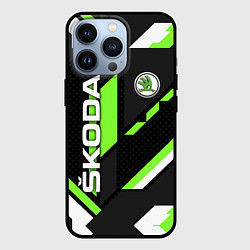 Чехол для iPhone 13 Pro ШКОДА ГЕОМЕТРИЯ ЛИНИИ SKODA GEOMETRY SPORT, цвет: 3D-черный