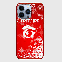 Чехол для iPhone 13 Pro Free Fire - Новогодний, цвет: 3D-красный