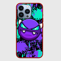 Чехол для iPhone 13 Pro GEOMETRY DASH NEON DEMON LEVELS, НЕОНОВЫЕ БРЫЗГИ К, цвет: 3D-красный