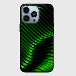 Чехол для iPhone 13 Pro Волны изумрудного металла, цвет: 3D-черный