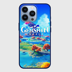 Чехол для iPhone 13 Pro МИР ГЕНШИН ИМПАКТ WORLD GENSHIN IMPACT, цвет: 3D-тёмно-синий
