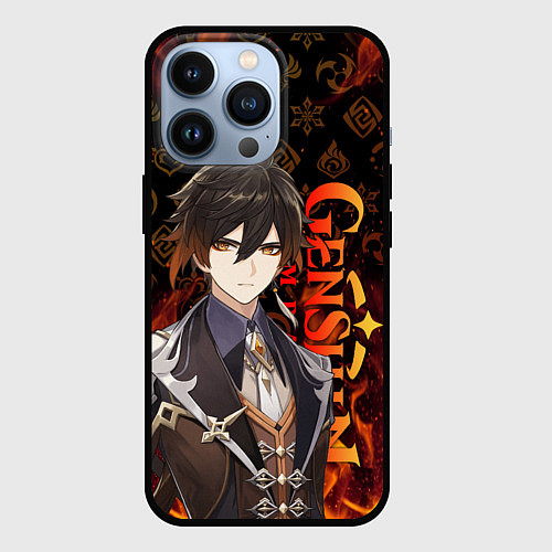 Чехол iPhone 13 Pro ЧЖУН ЛИ ГЕНШИН ИМПАКТ, GENSHIN IMPACT / 3D-Черный – фото 1