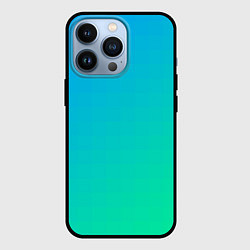 Чехол для iPhone 13 Pro Бирюзовый градиент В небольшую клеточку, цвет: 3D-черный