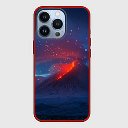 Чехол для iPhone 13 Pro Извержение вулкана ночью, цвет: 3D-красный