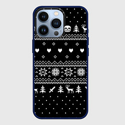 Чехол для iPhone 13 Pro НОВОГОДНИЙ СВИТЕР UNDERTALE SANS ЧЁРНЫЙ, цвет: 3D-тёмно-синий