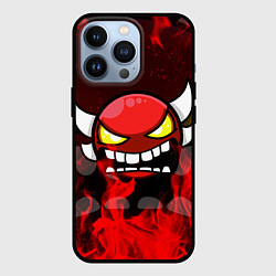 Чехол для iPhone 13 Pro GEOMETRY DASH RAGE SMLIE LEVELS RED FIRE, цвет: 3D-черный