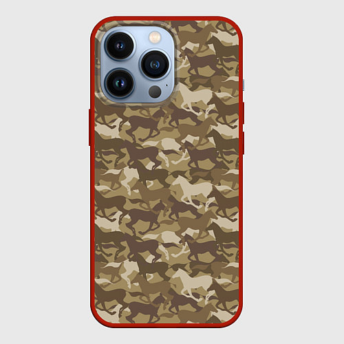 Чехол iPhone 13 Pro Бегущие Дикие Лошади / 3D-Красный – фото 1