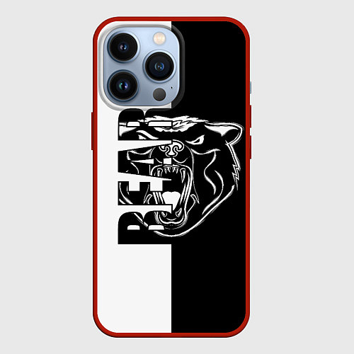 Чехол iPhone 13 Pro BEAR Медведь / 3D-Красный – фото 1