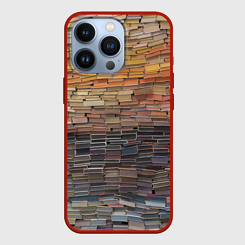 Чехол iPhone 13 Pro Книжные кирпичики знаний / 3D-Красный – фото 1