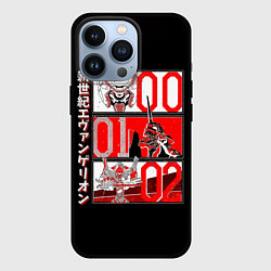 Чехол для iPhone 13 Pro Евангелион 00, 01 и 02, цвет: 3D-черный