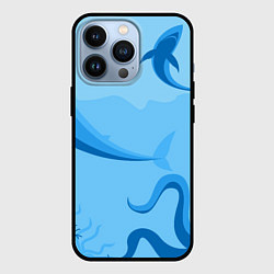 Чехол для iPhone 13 Pro МоРское Дно с Акулами, цвет: 3D-черный