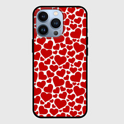 Чехол для iPhone 13 Pro Красные Сердечки LOVE, цвет: 3D-черный