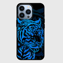 Чехол для iPhone 13 Pro Голубой тигр Blue, цвет: 3D-черный