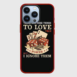 Чехол для iPhone 13 Pro Люблю Покер, цвет: 3D-красный