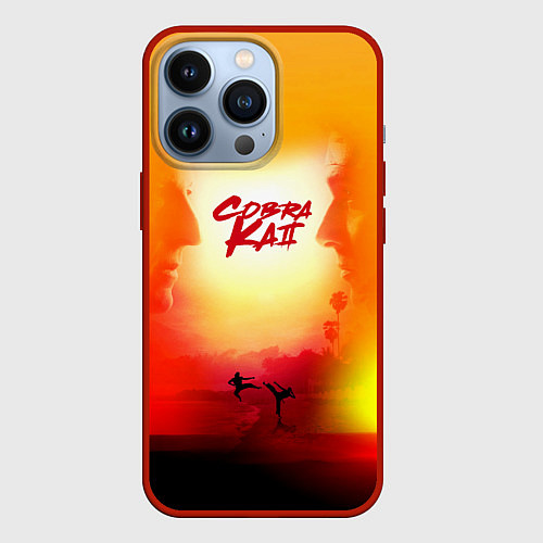 Чехол iPhone 13 Pro Кобра Кай Закат Градиент Cobra Kai Sun / 3D-Красный – фото 1