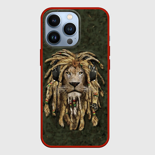 Чехол iPhone 13 Pro Лев в дредах / 3D-Красный – фото 1