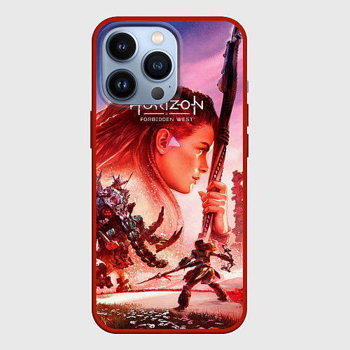 Чехол iPhone 13 Pro Horizon Forbidden West game poster / 3D-Красный – фото 1
