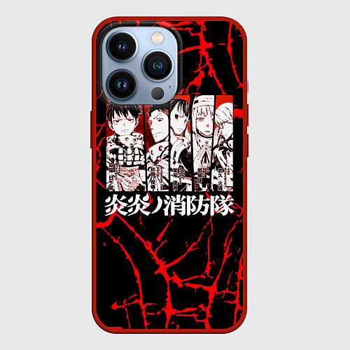 Чехол iPhone 13 Pro ПЛАМЕННАЯ БРИГАДА ПОЖАРНЫХ FIRE FORCE / 3D-Красный – фото 1