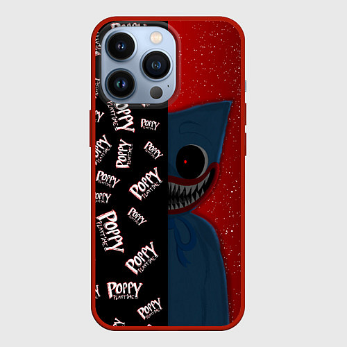 Чехол iPhone 13 Pro Poppy Playtime Half Pattern Half Face / 3D-Красный – фото 1