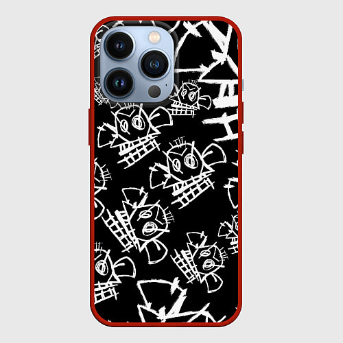 Чехол iPhone 13 Pro JINX PATTERN ДЖИНКС / 3D-Красный – фото 1