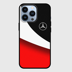 Чехол для iPhone 13 Pro MERCEDES BENZ КАРБОН И КРАСНАЯ ВОЛНА, цвет: 3D-черный