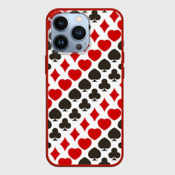 Чехол для iPhone 13 Pro Карточные Масти Card Suits, цвет: 3D-красный