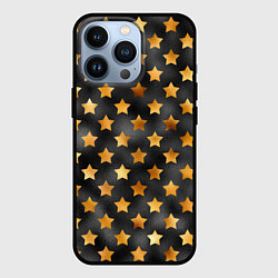 Чехол для iPhone 13 Pro Золотые звезды на черном, цвет: 3D-черный