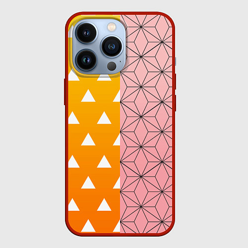 Чехол iPhone 13 Pro ЗЕНИТЦУ НЕЗУКО КЛИНОК РАССЕКАЮЩИЙ ДЕМОНОВ / 3D-Красный – фото 1