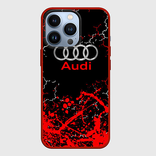 Чехол iPhone 13 Pro AUDI АУДИ брызги / 3D-Красный – фото 1