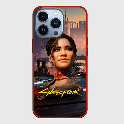 Чехол iPhone 13 Pro Panam Панам Cyberpunk 2077 портрет / 3D-Красный – фото 1