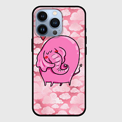 Чехол для iPhone 13 Pro Розовый влюбленный слон, цвет: 3D-черный