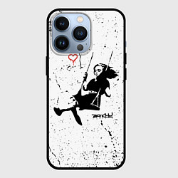 Чехол для iPhone 13 Pro BANKSY БЭНКСИ девочка качается на качелях, цвет: 3D-черный