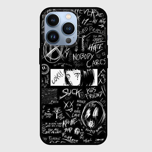 Чехол iPhone 13 Pro Аниме Анархия eyes love / 3D-Черный – фото 1