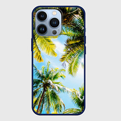 Чехол для iPhone 13 Pro Пальмы под солнцем, цвет: 3D-тёмно-синий