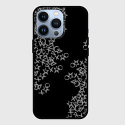 Чехол для iPhone 13 Pro Абстракция ,серебряный геометрический узор, цвет: 3D-черный