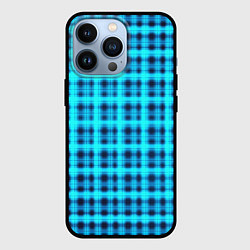 Чехол для iPhone 13 Pro Неоновый узор в клеточку Голубая клетка Светящиеся, цвет: 3D-черный