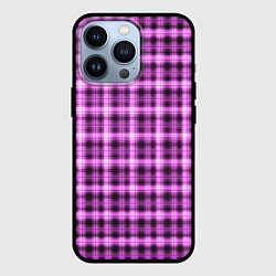 Чехол для iPhone 13 Pro Неоновый узор в клетку Светящиеся квадраты, сетка, цвет: 3D-черный