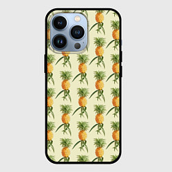 Чехол для iPhone 13 Pro Побеги ананасов, цвет: 3D-черный