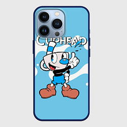 Чехол для iPhone 13 Pro Cuphead синяя чашечка, цвет: 3D-тёмно-синий