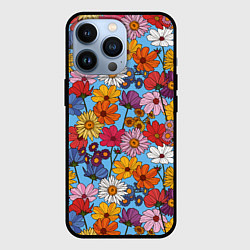 Чехол для iPhone 13 Pro Ромашки-лютики, цвет: 3D-черный