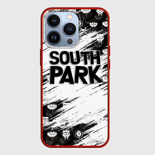Чехол iPhone 13 Pro Южный парк - персонажи и логотип South Park / 3D-Красный – фото 1