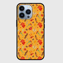 Чехол для iPhone 13 Pro Георгиевская ленточка, Вечный огонь, цветок, медал, цвет: 3D-черный