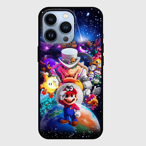 Чехол iPhone 13 Pro Super Mario Odyssey Space Video game / 3D-Черный – фото 1